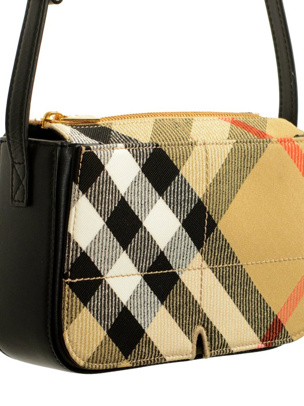Burberry "LL Snip S Crossbody" Leather & Canvas Sand Check Handbag Shoulder Bag - Picture 3 of 7